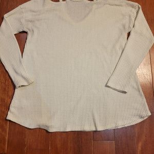 Fantastic Fawn Waffle Knit Cold Shoulder Tunic Shirt